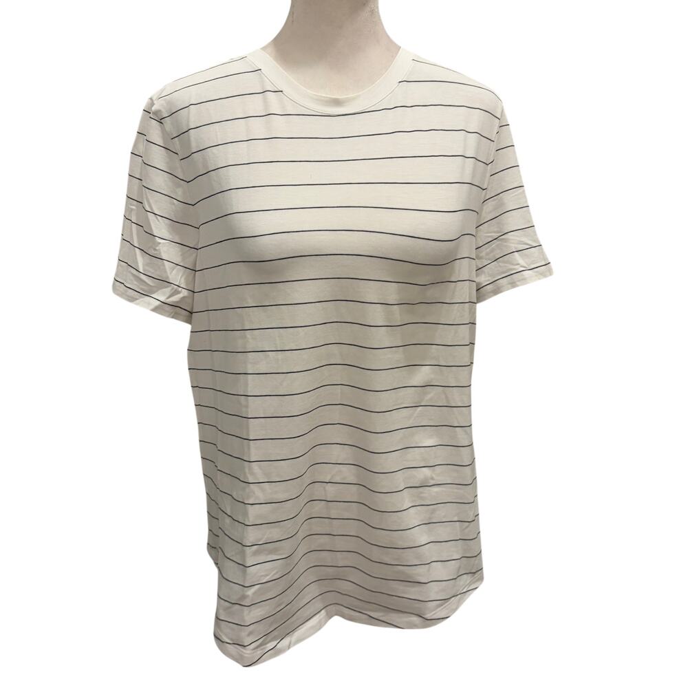 Lululemon White with Black Stripes Short Sleeve Top Women's Size 6